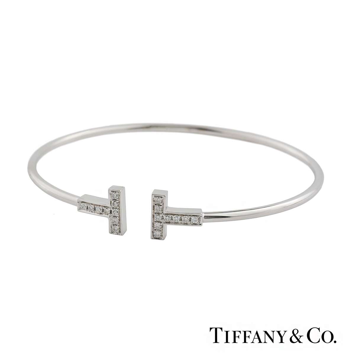 Tiffany & Co. White Gold Diamond Tiffany T Bracelet | Rich Diamonds